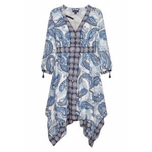 Roaman's Blue and White Paisley Handkerchief Hem Dress 16W